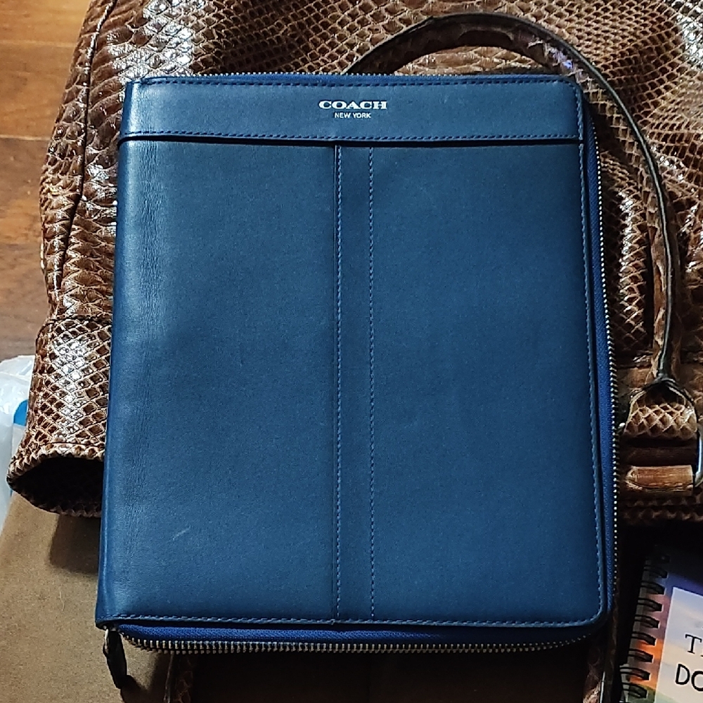 Coach Navy Leather Ipad Case